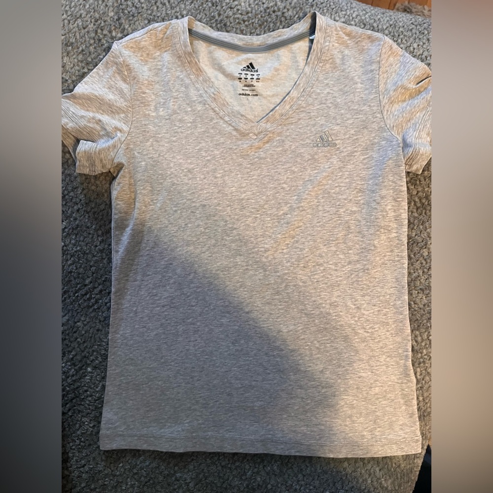 Adidas Light Gray V-Neck Tee - Picture 2 of 3